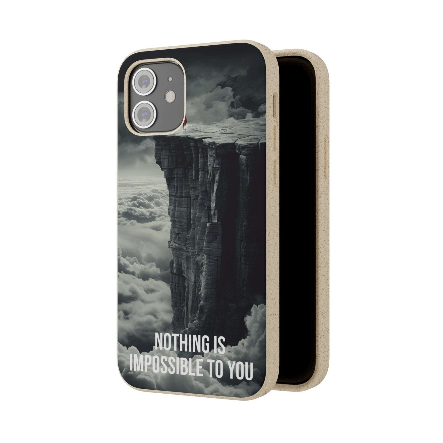 Eco-friendly motivational phone case with "Nothing is Impossible to You" quote