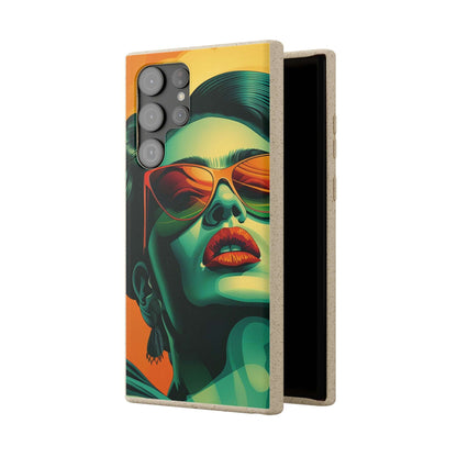 Biodegradable phone case with Frida Kahlo portrayed as a glamorous 40's diva.