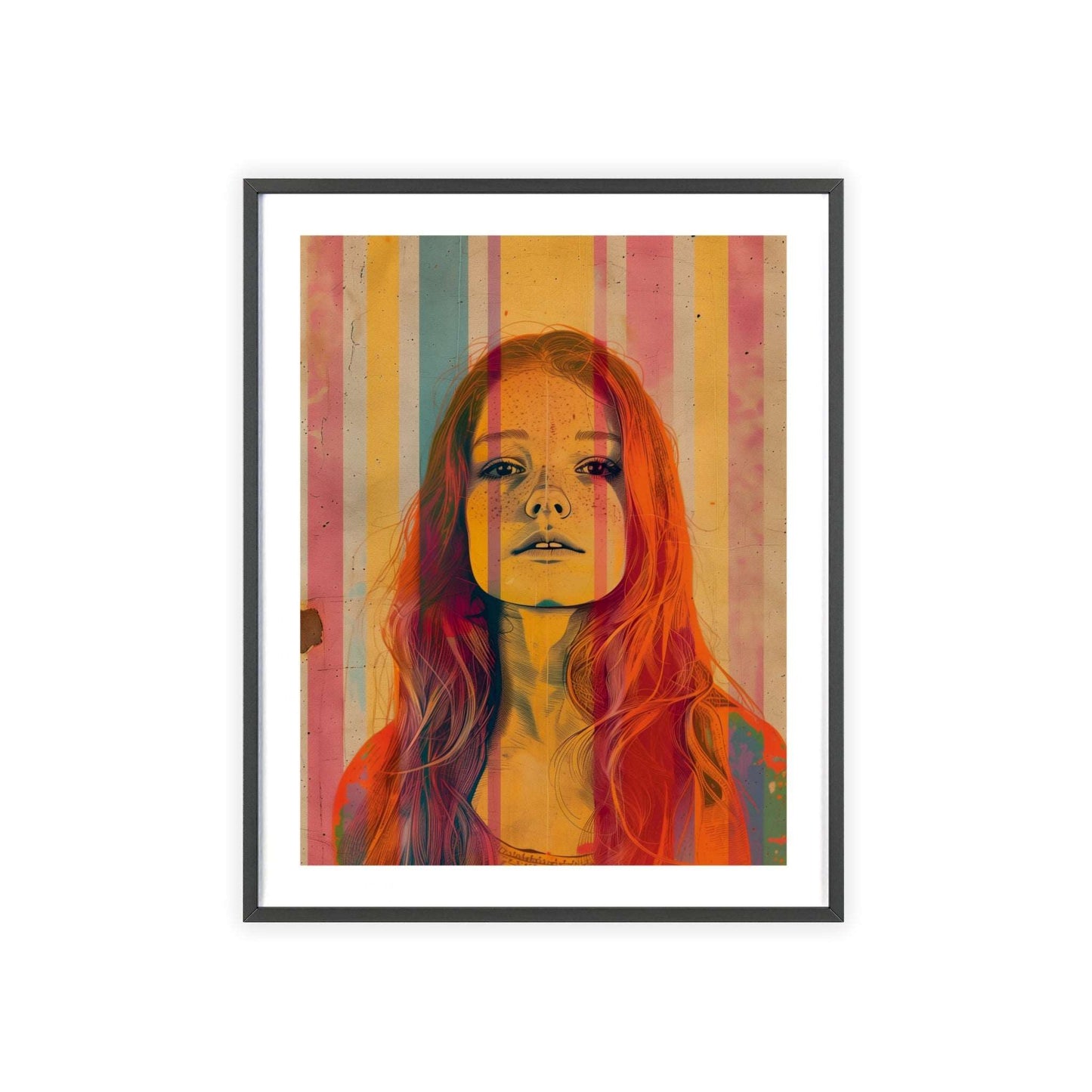 Pop art portrait of an iconic European woman from the Global Glamour collection, enhancing modern home decor with exquisite beauty.