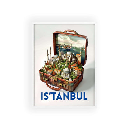 Elegant Istanbul in a Suitcase travel poster featuring iconic landmarks, inspiring wanderlust and a love for timeless travel