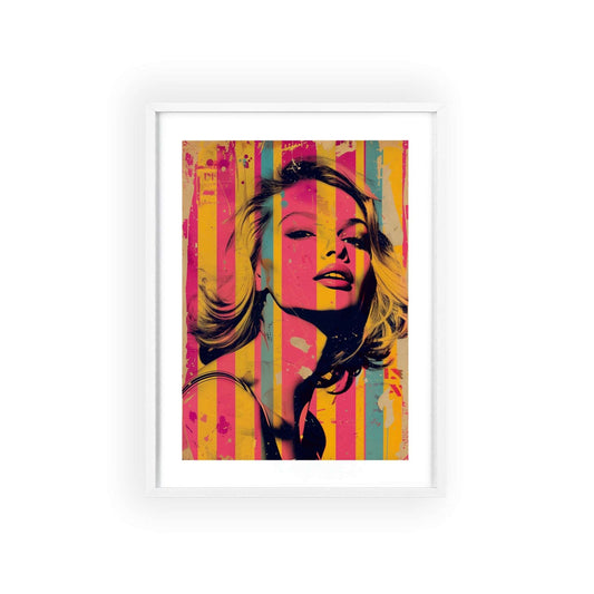 Pop art portrait of an iconic American woman from the Global Glamour collection, adding boldness and beauty to modern home decor