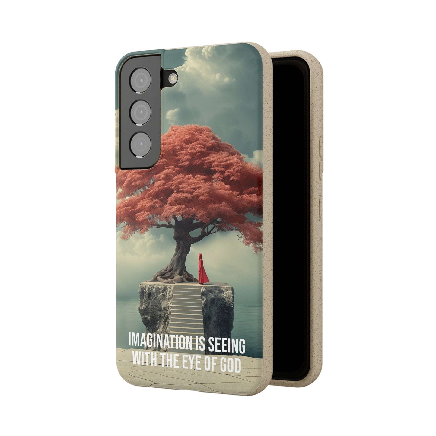 Biodegradable phone case with inspirational quote "Imagination is seeing with the eye of God" by Neville Goddard.