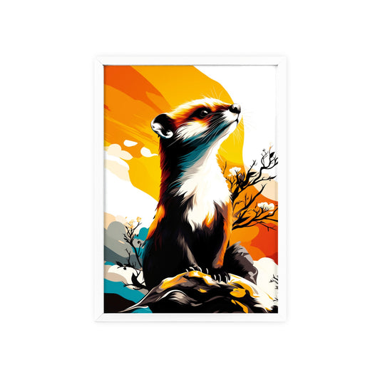 Framed Mystical Pop poster featuring a bold and colorful digital illustration of a weasel in motion.