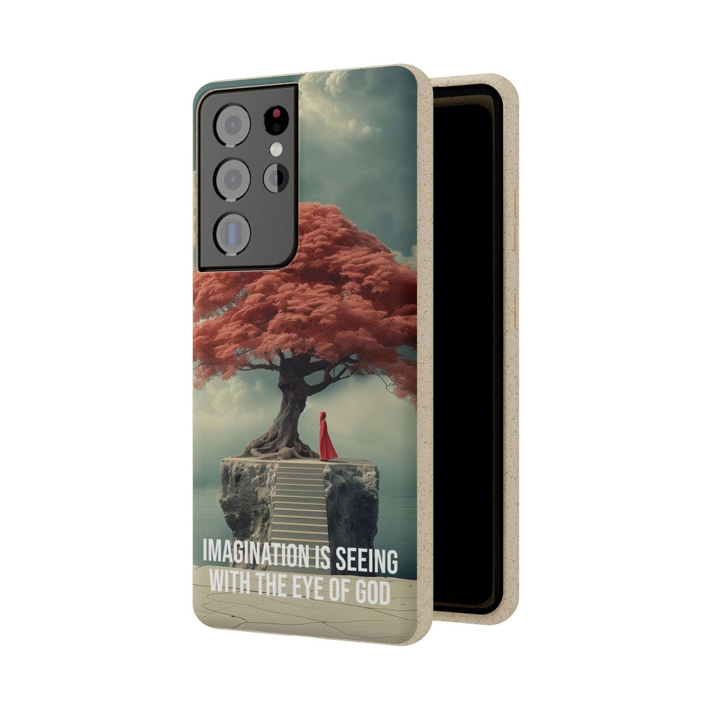 Biodegradable phone case with inspirational quote "Imagination is seeing with the eye of God" by Neville Goddard.