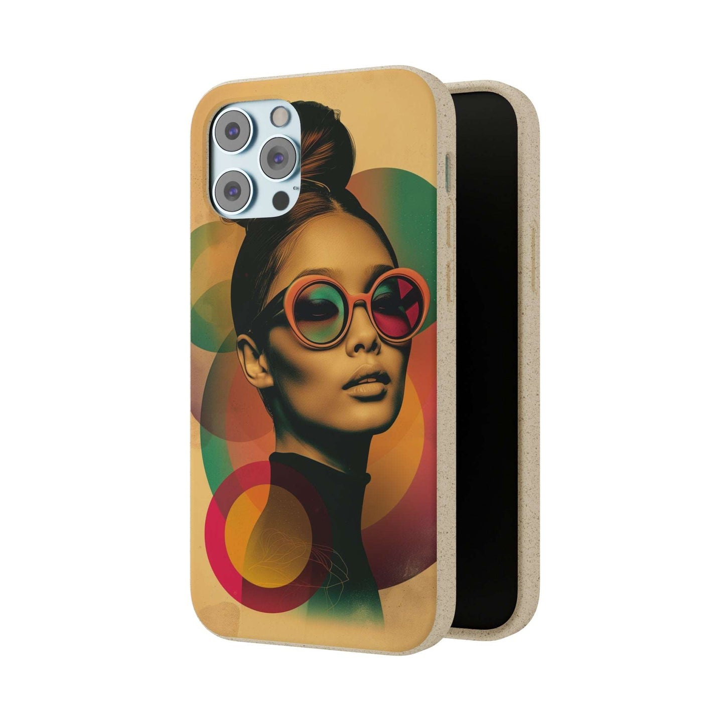 Eco-friendly Beijing-themed phone case with a retro portrait design and biodegradable materials, compatible with iPhone and Samsung.