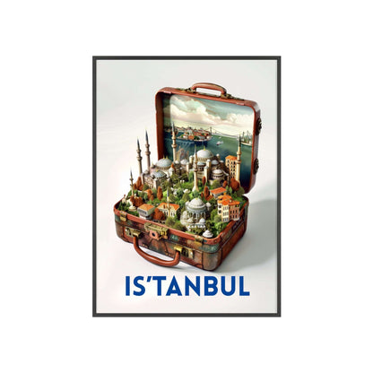 Elegant Istanbul in a Suitcase travel poster featuring iconic landmarks, inspiring wanderlust and a love for timeless travel