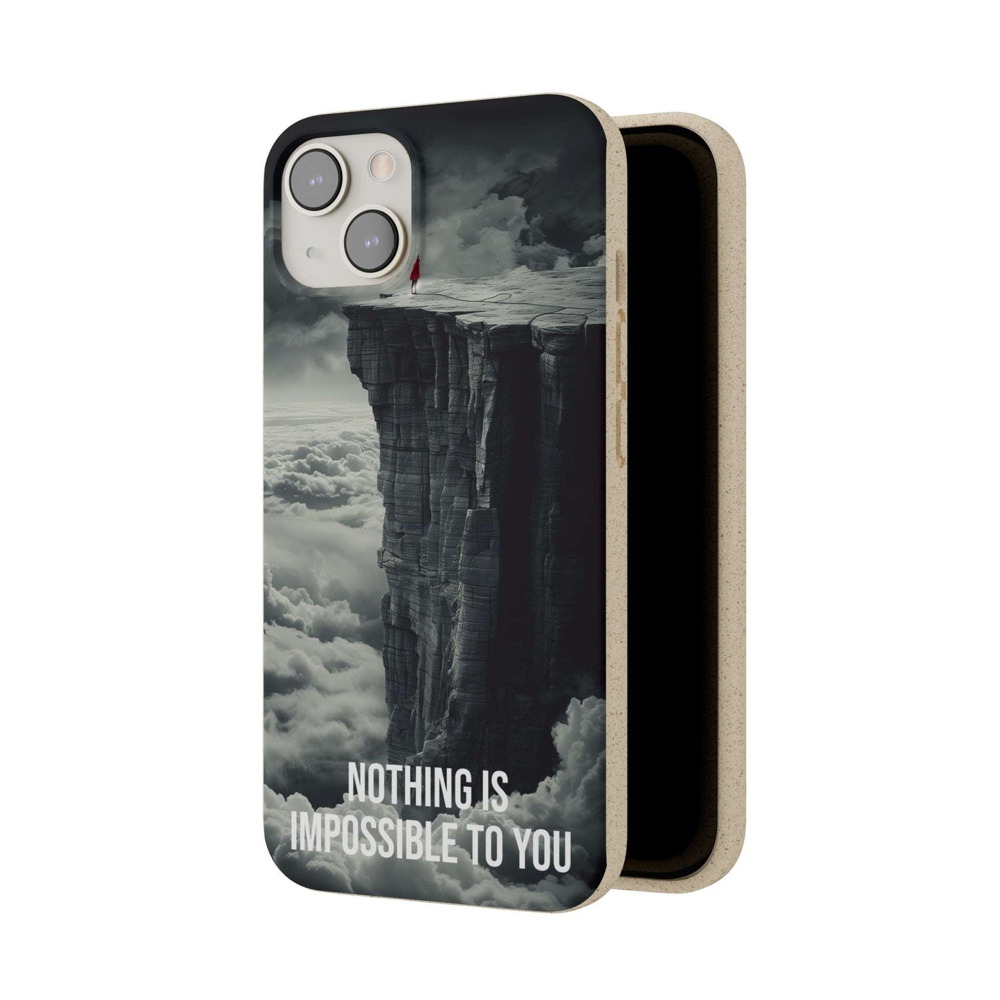 Eco-friendly motivational phone case with "Nothing is Impossible to You" quote