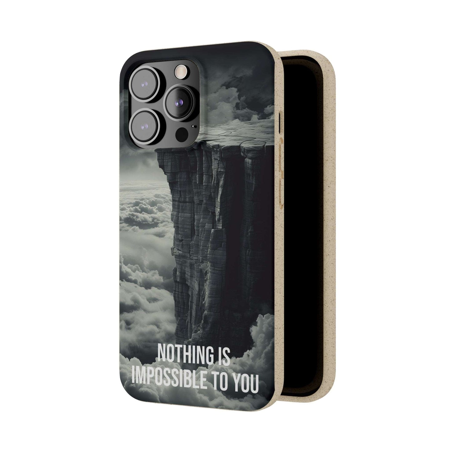 Eco-friendly motivational phone case with "Nothing is Impossible to You" quote