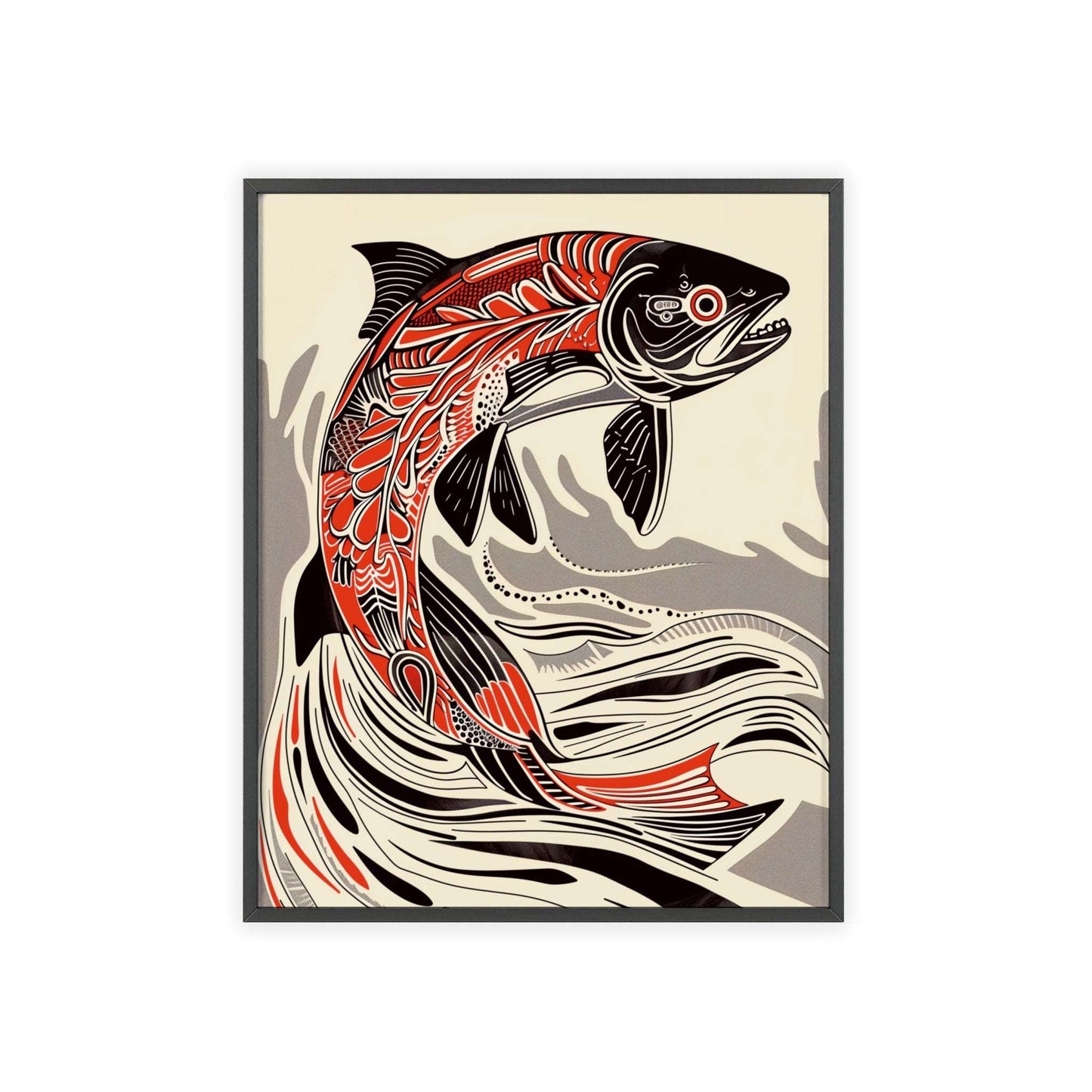 This original wall art, featuring a stunning portrayal of the salmon, injects your modern home decor with a touch of the extraordinary