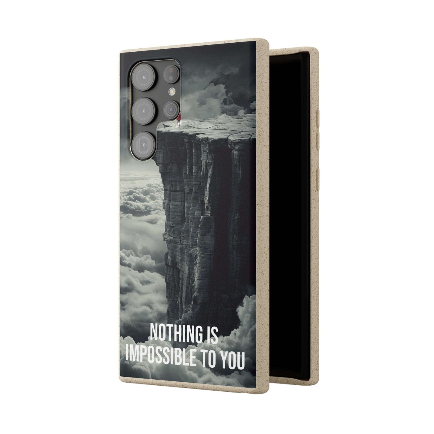 Eco-friendly motivational phone case with "Nothing is Impossible to You" quote