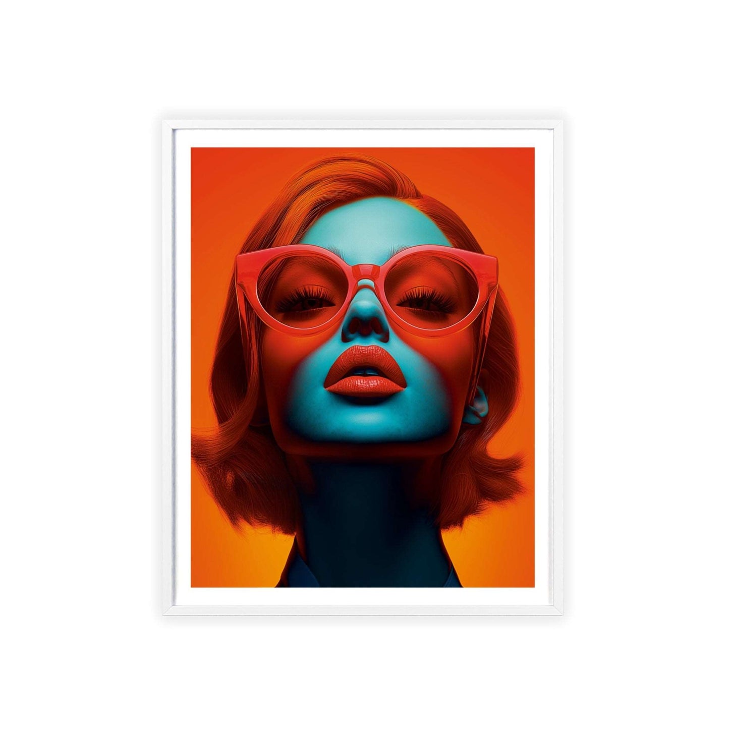  Colorful pop art portrait of a glamorous ginger-haired young woman, inspired by Paris' timeless elegance