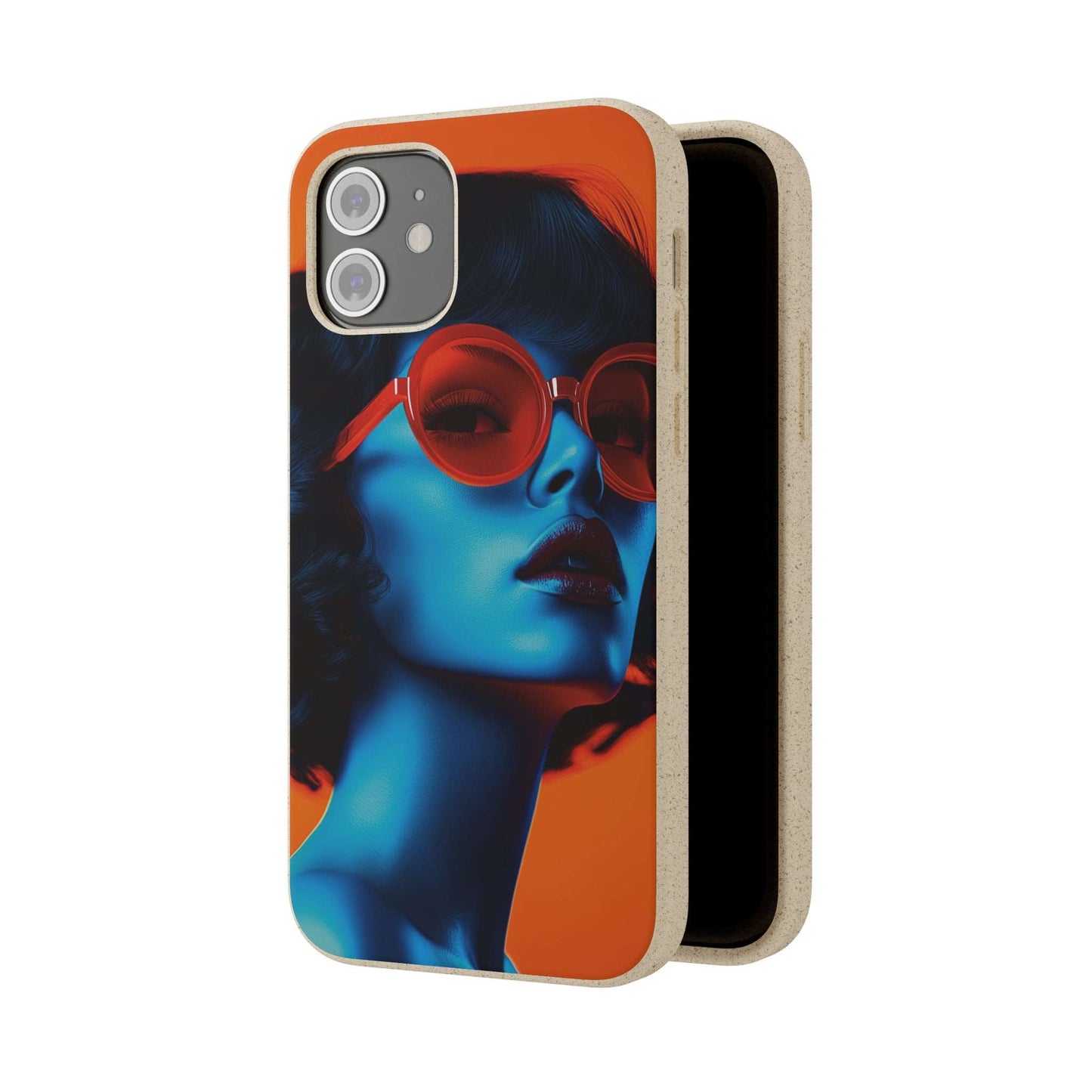 Roma Modern Global Portrait phone case with a young woman, biodegradable, eco-friendly, and wireless charging compatible.