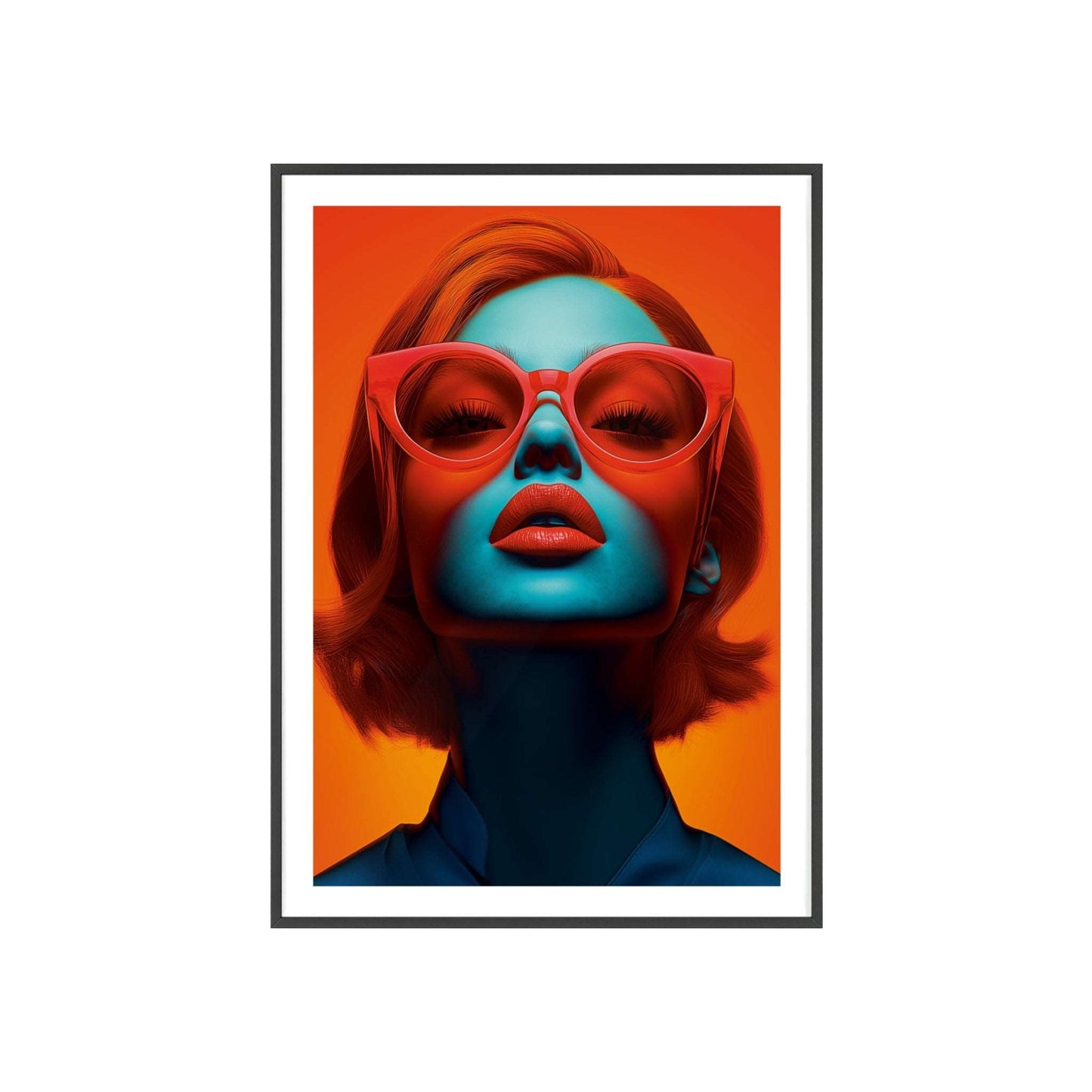  Colorful pop art portrait of a glamorous ginger-haired young woman, inspired by Paris' timeless elegance