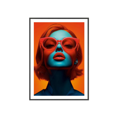  Colorful pop art portrait of a glamorous ginger-haired young woman, inspired by Paris' timeless elegance