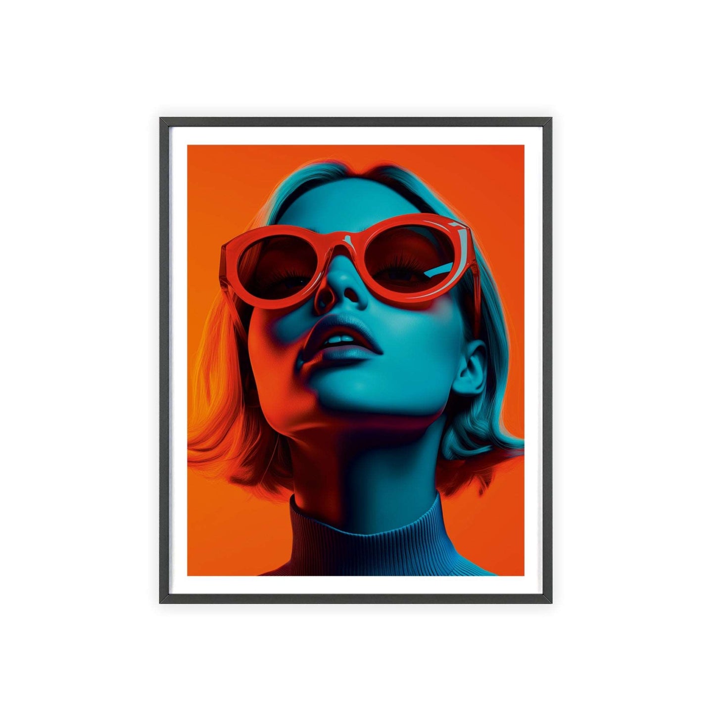 Vibrant pop art portrait of a glamorous young woman, inspired by New York City's electric energy