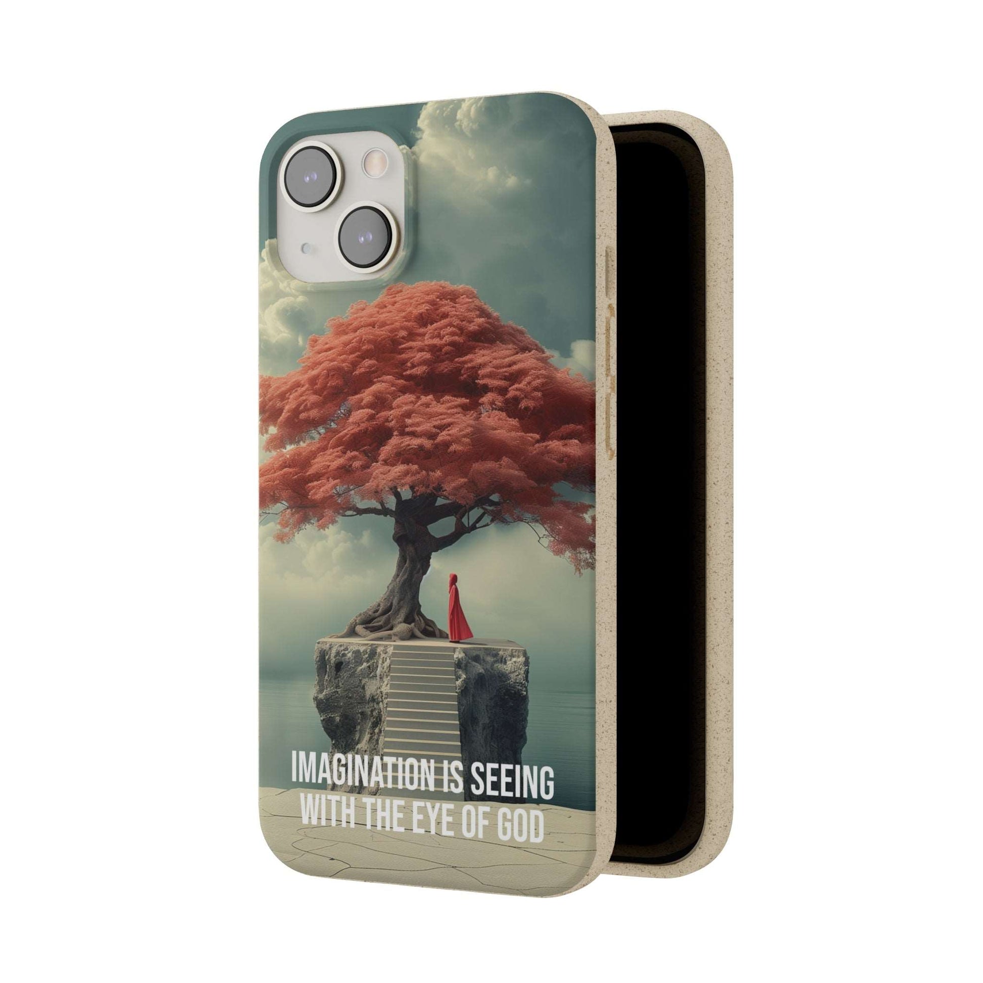 Biodegradable phone case with inspirational quote "Imagination is seeing with the eye of God" by Neville Goddard.