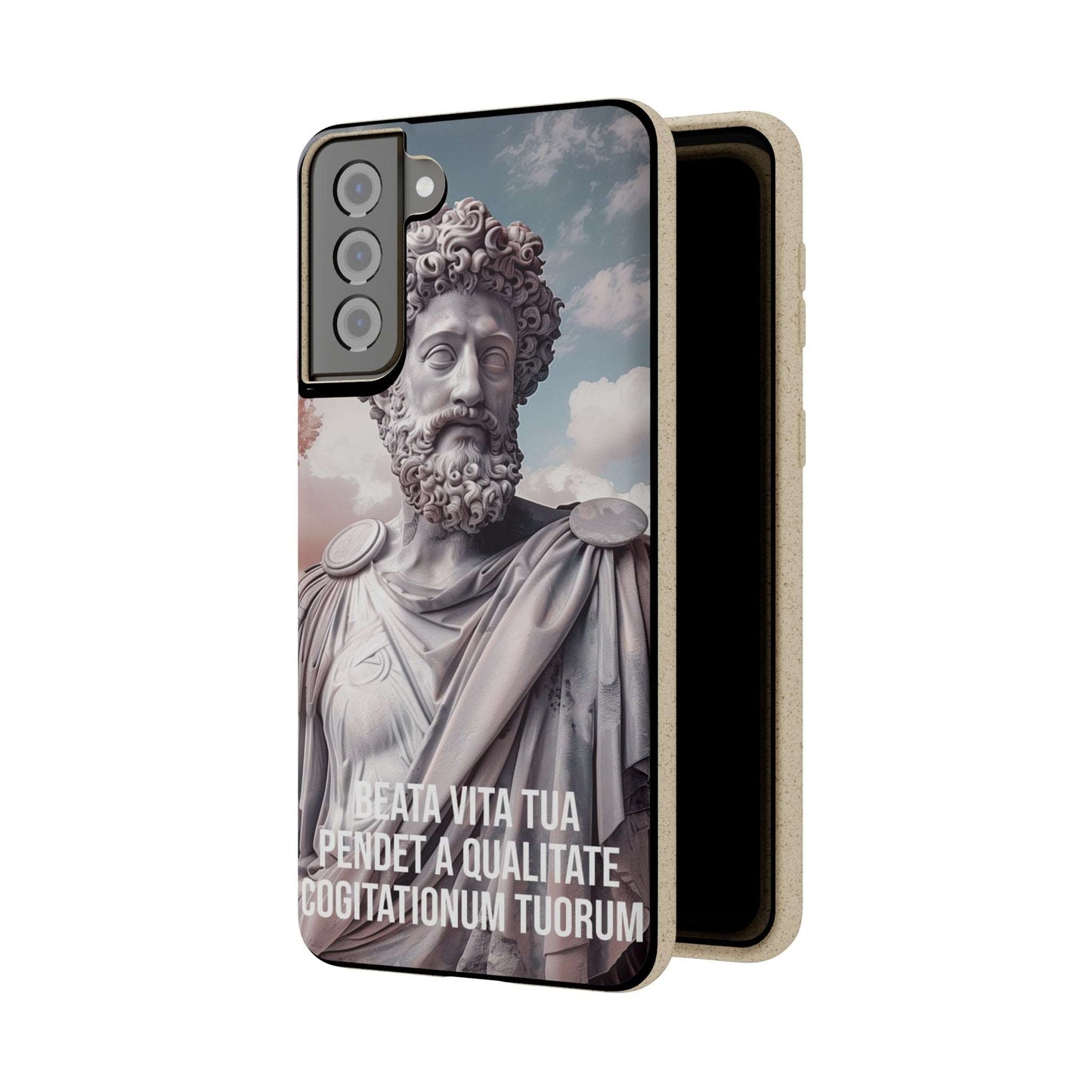 Eco-friendly Marcus Aurelius quote phone case made from bamboo fiber