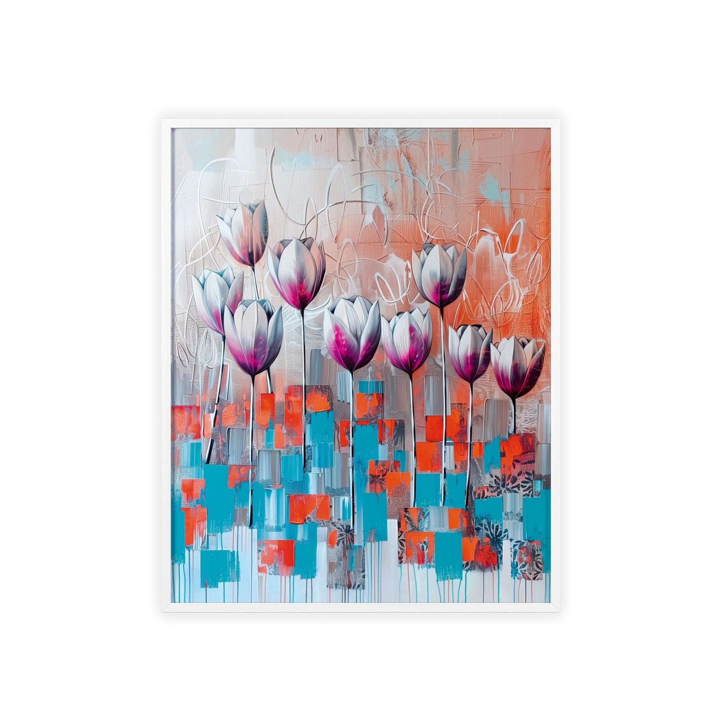 Modern abstract Tulips framed print from Flower Parade collection