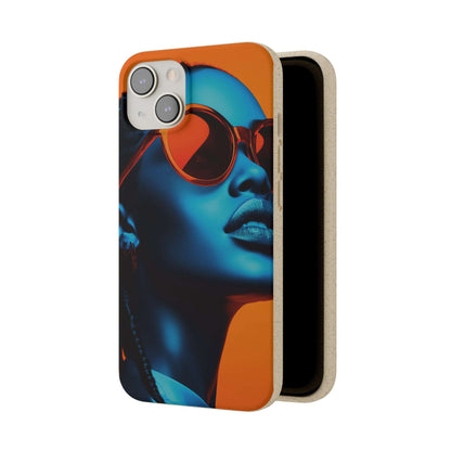 Habana Modern Global Portrait phone case featuring a radiant Black woman, biodegradable, eco-friendly, and wireless charging compatible.