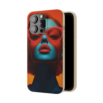 Paris Modern Global Portrait phone case with a ginger-haired woman, biodegradable, eco-friendly, and wireless charging compatible.