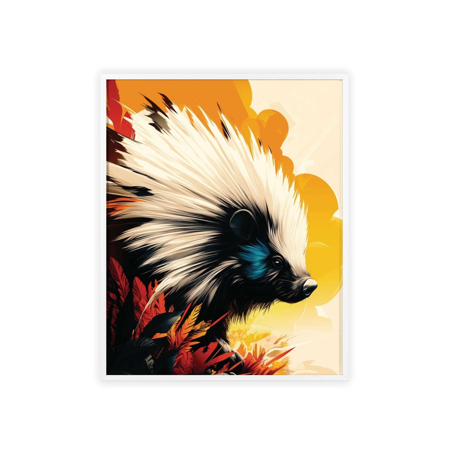 Framed Mystical Pop poster featuring a bold and colorful digital illustration of a porcupine.