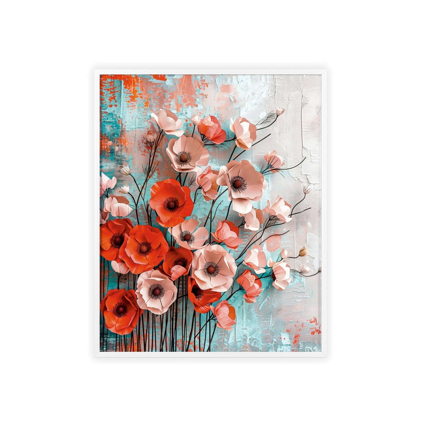 Modern abstract Poppies framed print from Flower Parade collection