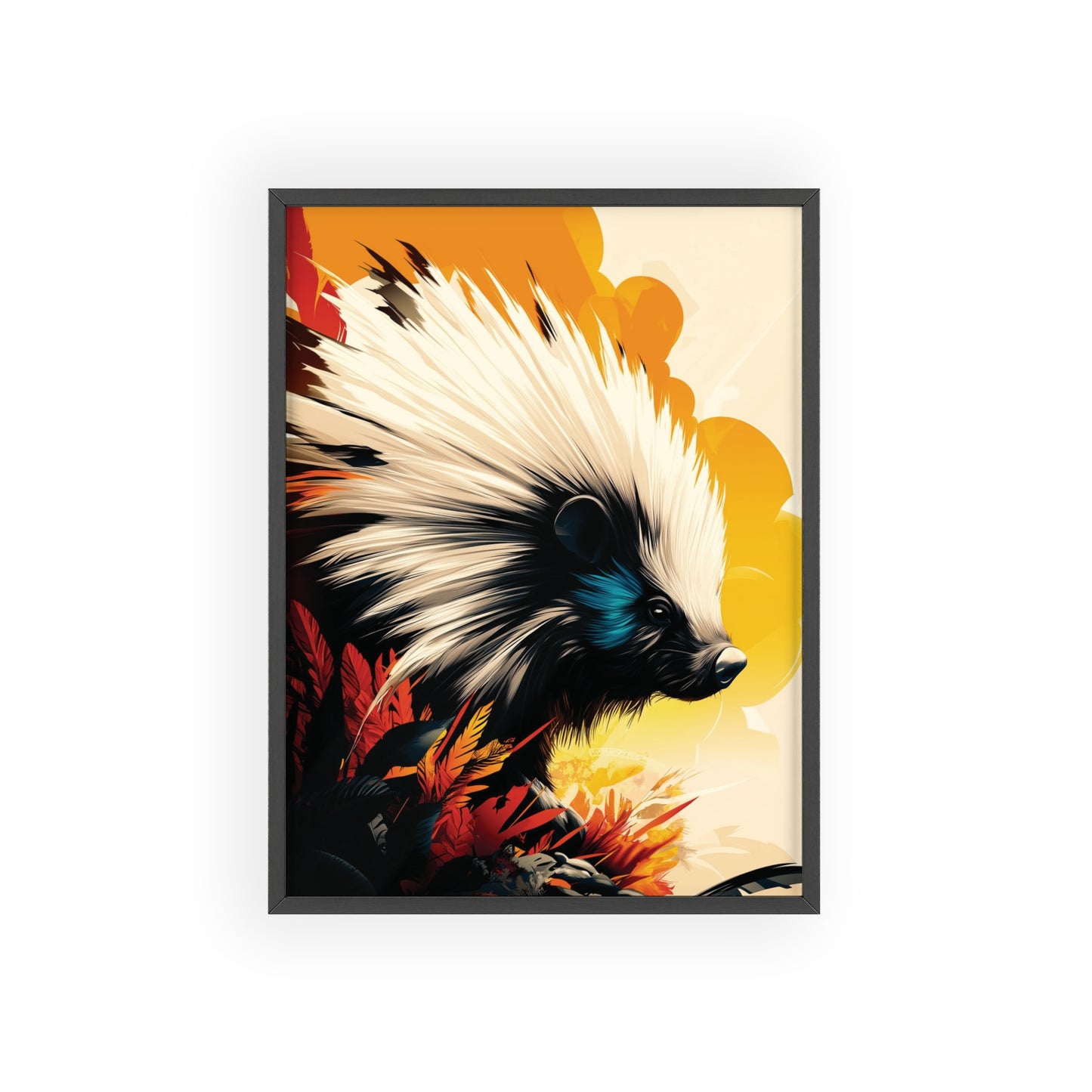 Framed Mystical Pop poster featuring a bold and colorful digital illustration of a porcupine.