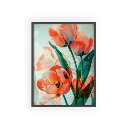 Orange Tulips Framed Wall Art - Modern Floral Prints for Home Decor