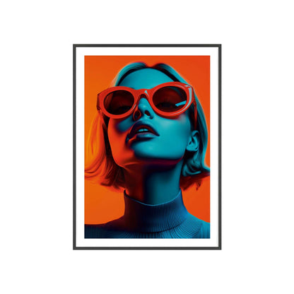 Vibrant pop art portrait of a glamorous young woman, inspired by New York City's electric energy