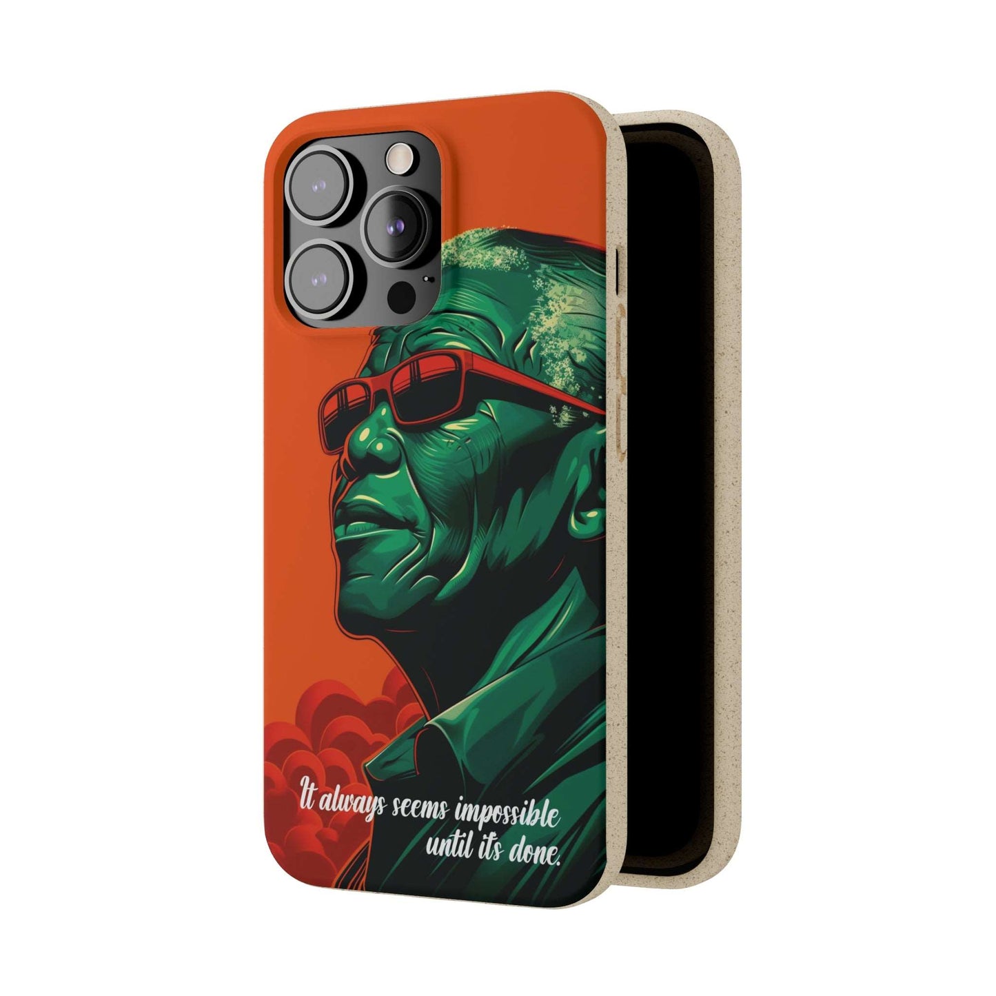 Eco-friendly Nelson Mandela quote phone case made from bamboo fiber