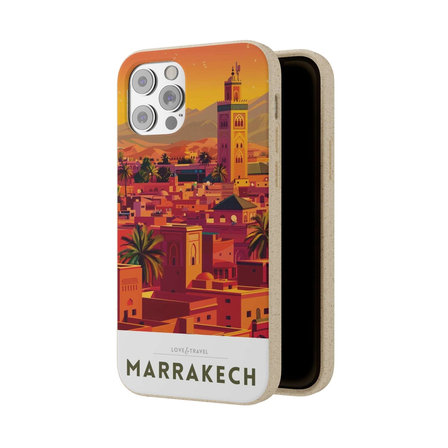 Eco-friendly Marrakech-themed phone case made from bamboo fiber