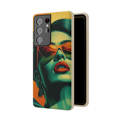 Biodegradable phone case with Frida Kahlo portrayed as a glamorous 40's diva.