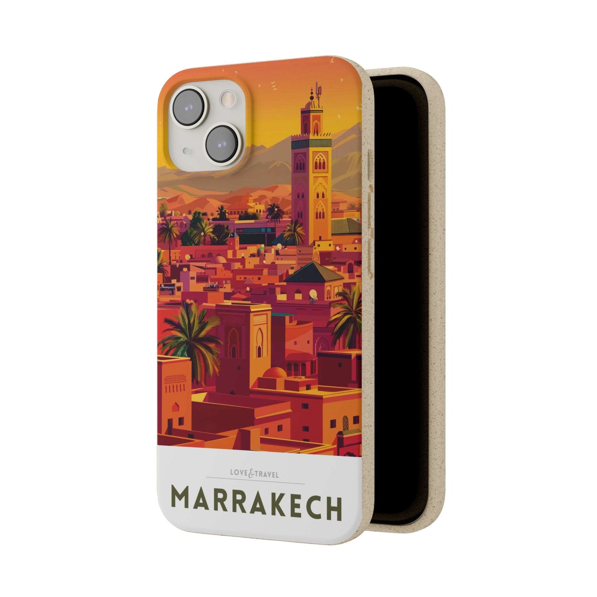 Eco-friendly Marrakech-themed phone case made from bamboo fiber