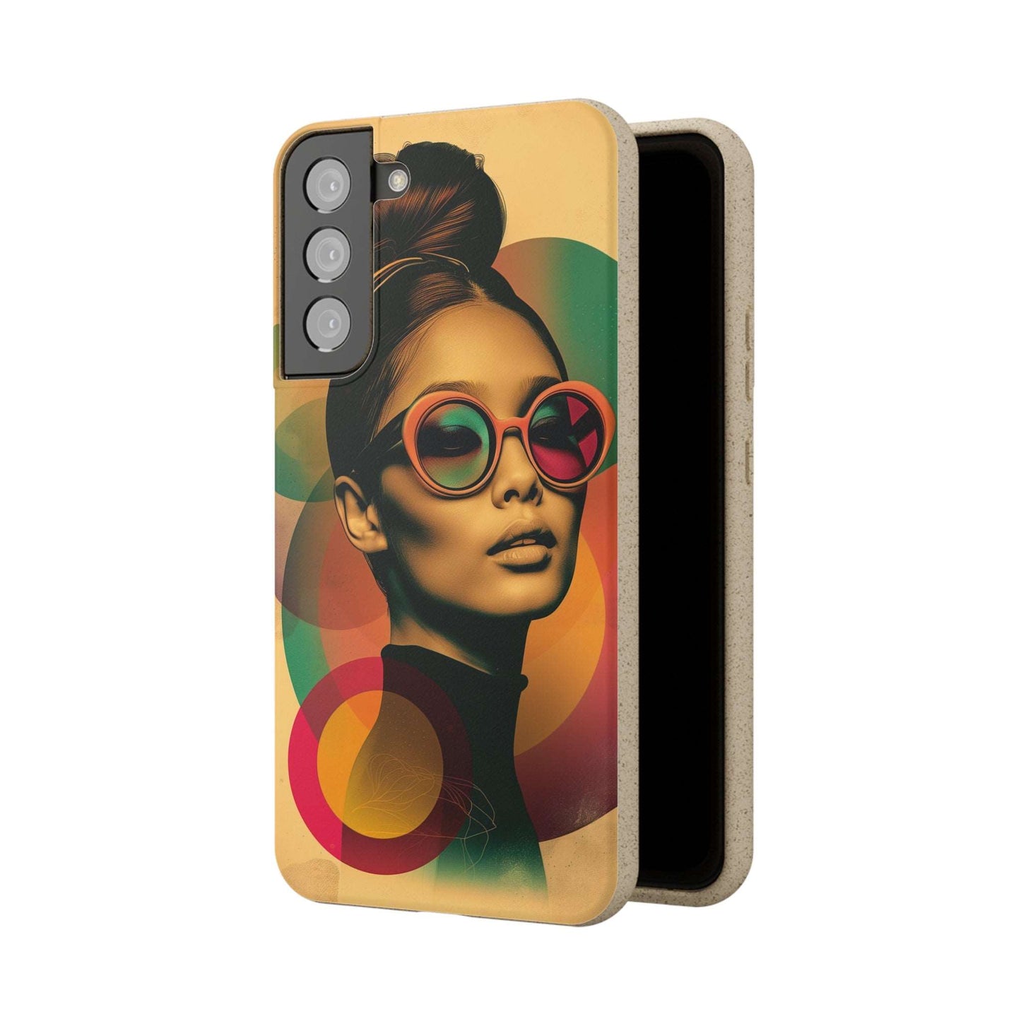 Eco-friendly Beijing-themed phone case with a retro portrait design and biodegradable materials, compatible with iPhone and Samsung.