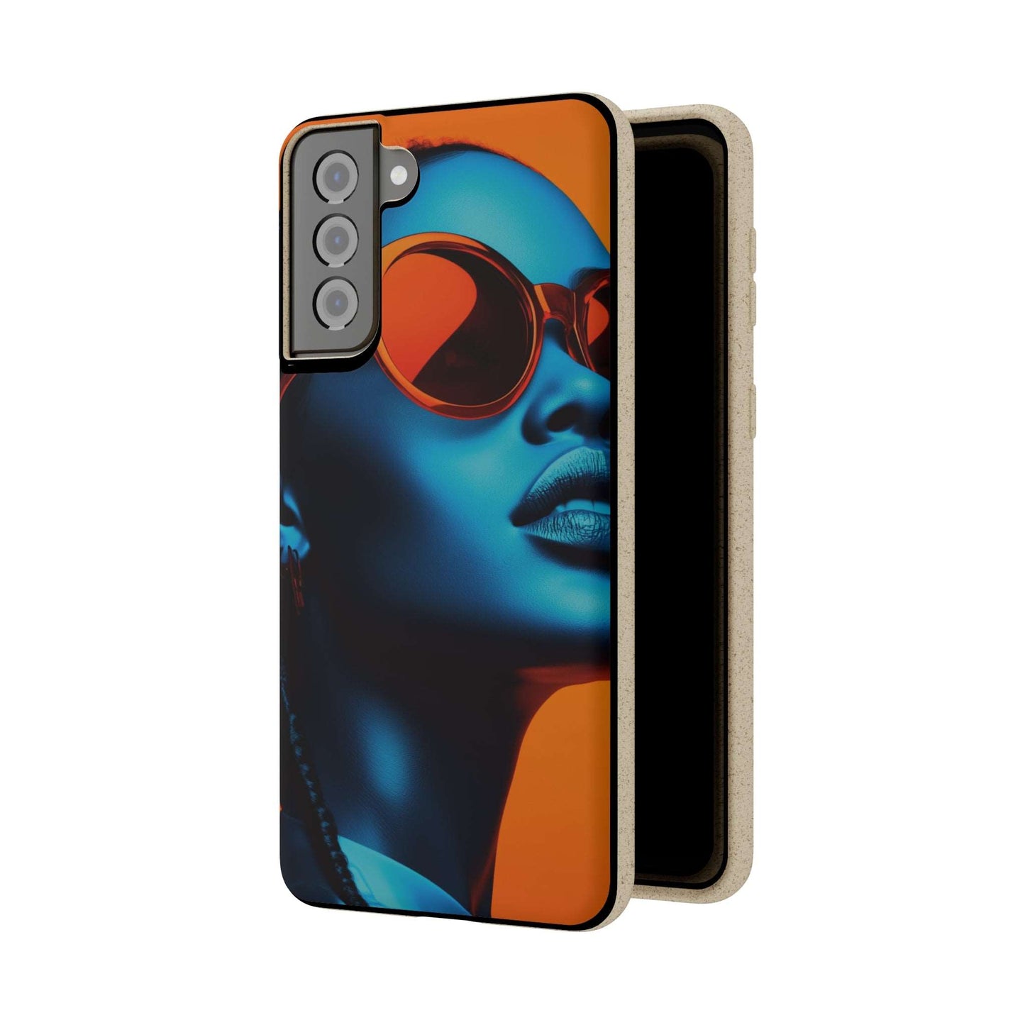 Habana Modern Global Portrait phone case featuring a radiant Black woman, biodegradable, eco-friendly, and wireless charging compatible.