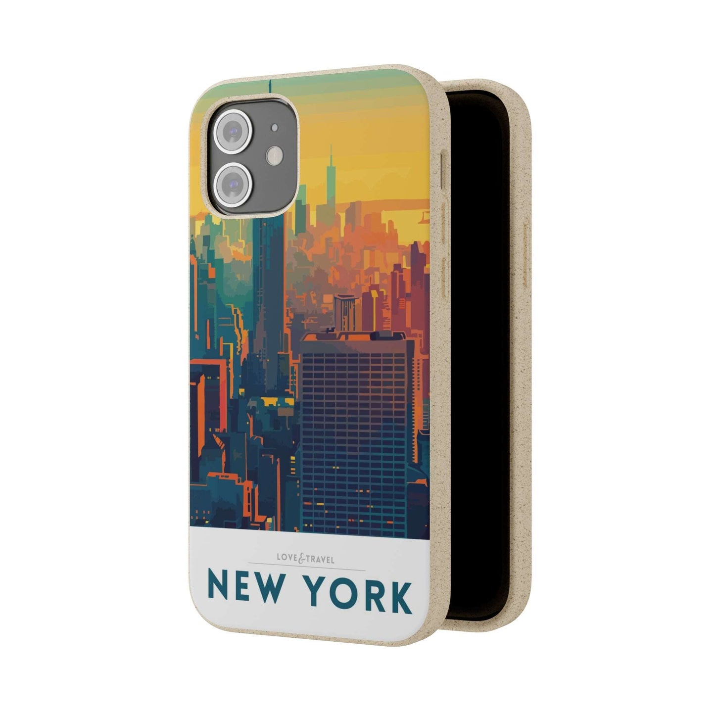 Eco-friendly New York-themed phone case made from bamboo fiber