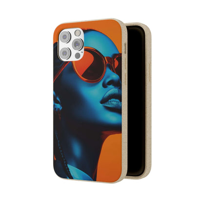 Habana Modern Global Portrait phone case featuring a radiant Black woman, biodegradable, eco-friendly, and wireless charging compatible.