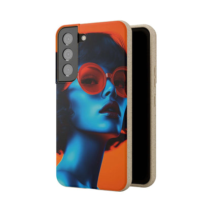 Roma Modern Global Portrait phone case with a young woman, biodegradable, eco-friendly, and wireless charging compatible.