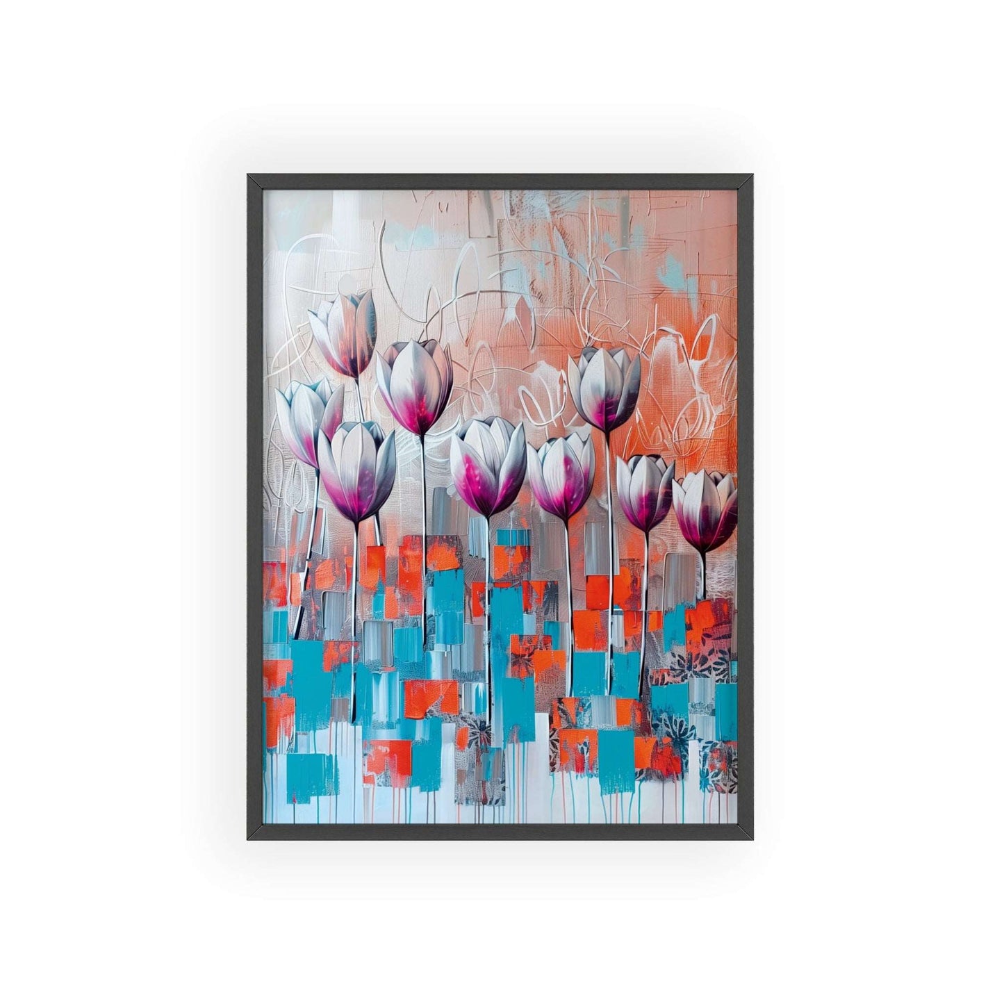 Modern abstract Tulips framed print from Flower Parade collection