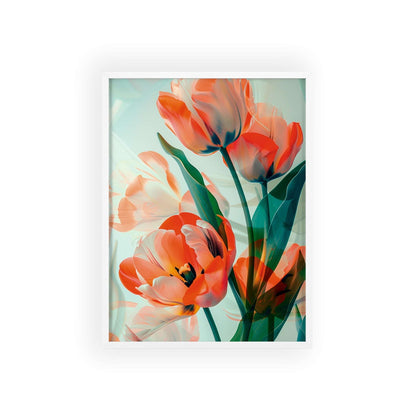 Orange Tulips Framed Wall Art - Modern Floral Prints for Home Decor