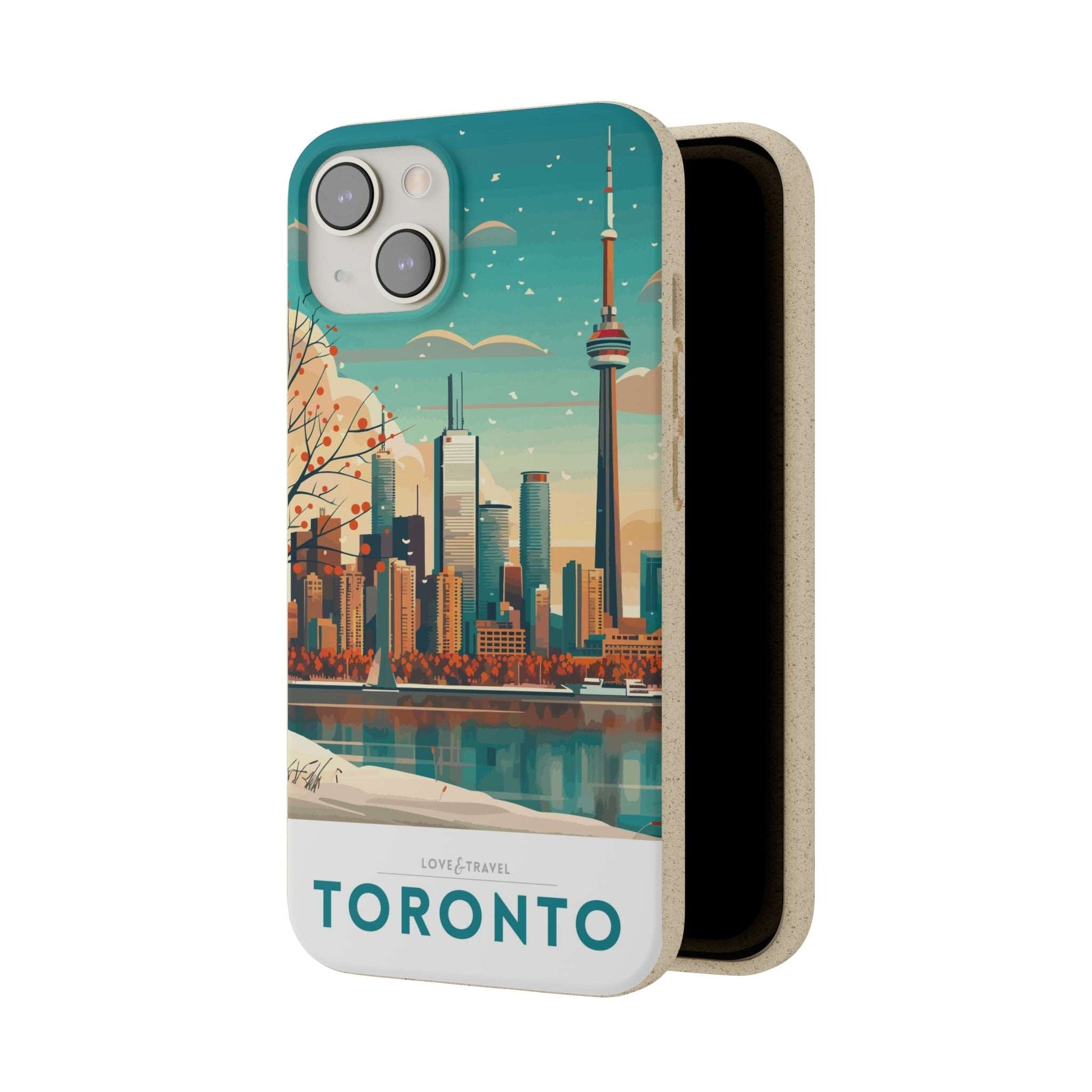 Eco-friendly Toronto-themed phone case made from bamboo fiber