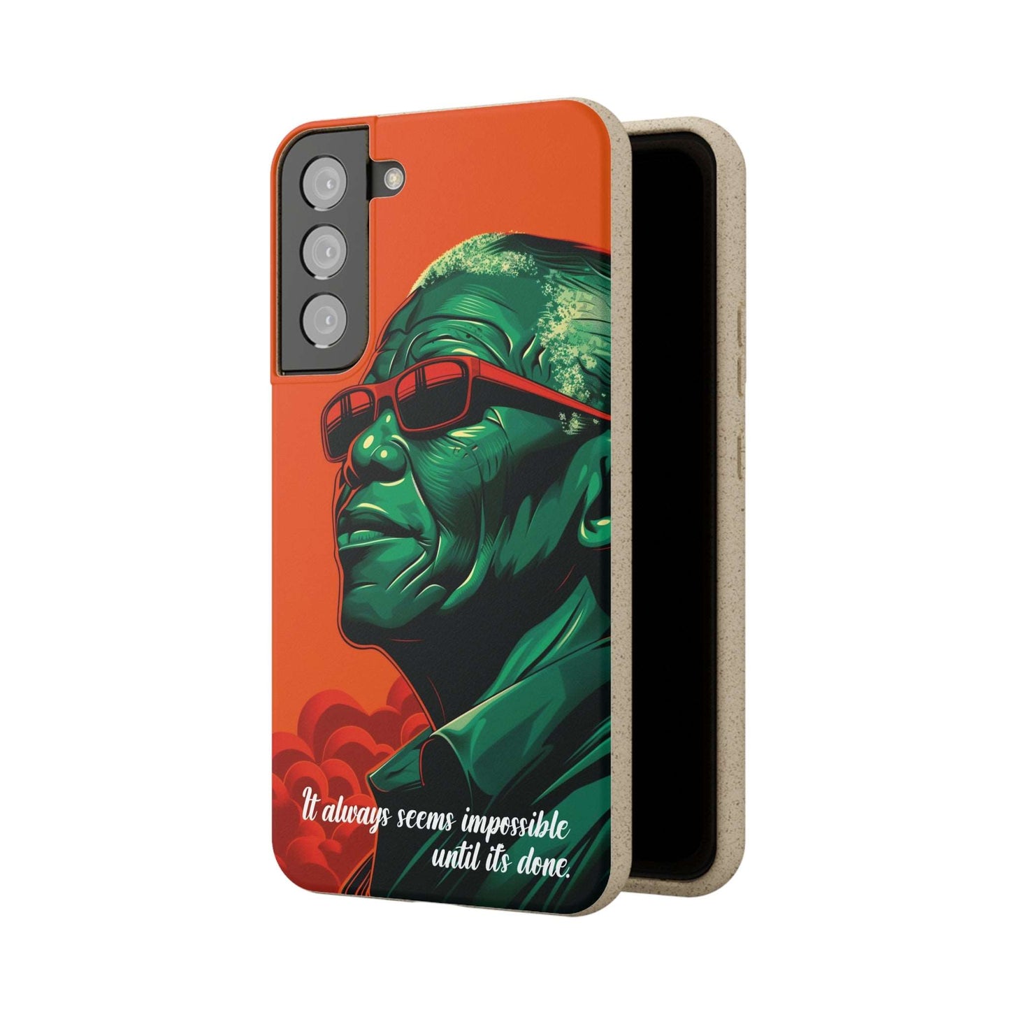 Eco-friendly Nelson Mandela quote phone case made from bamboo fiber