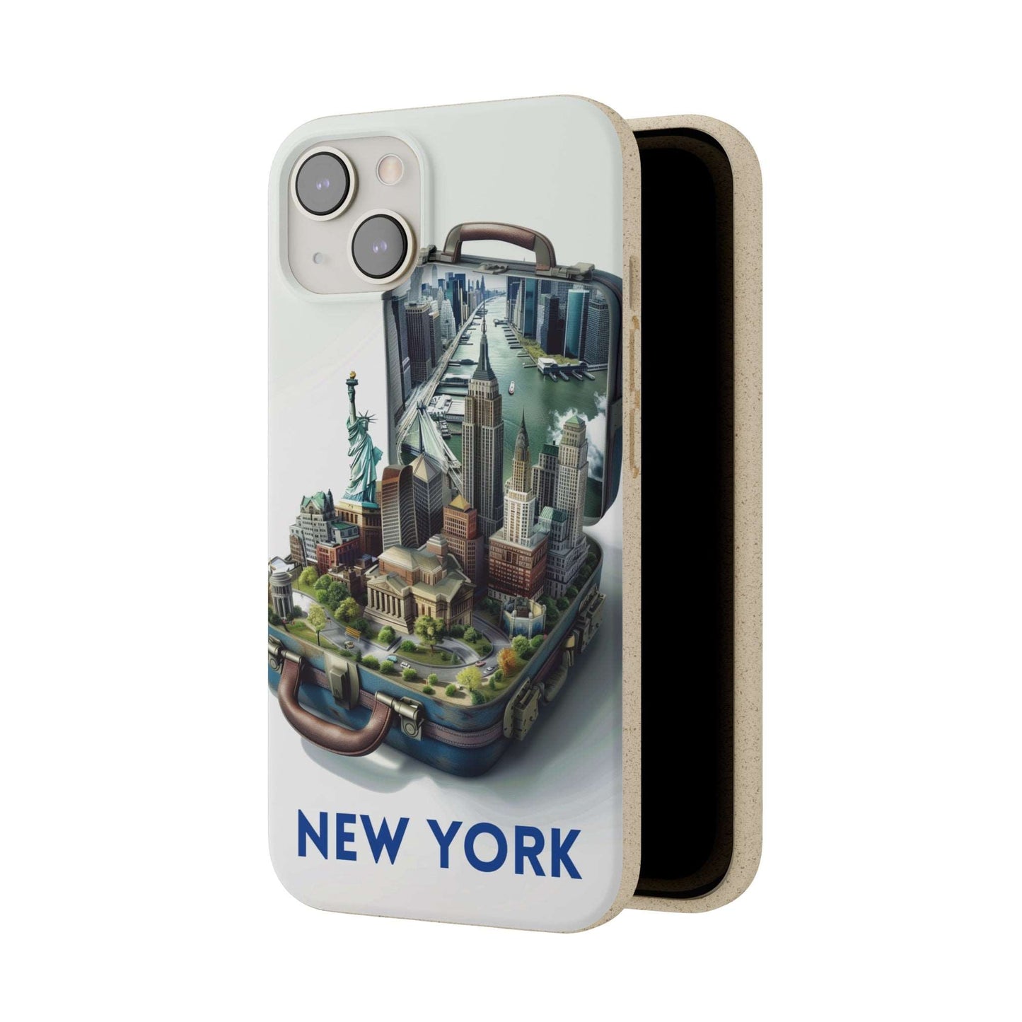 New York phone case made from sustainable plant-based materials and bamboo fibers. Biodegradable and wireless charging compatible
