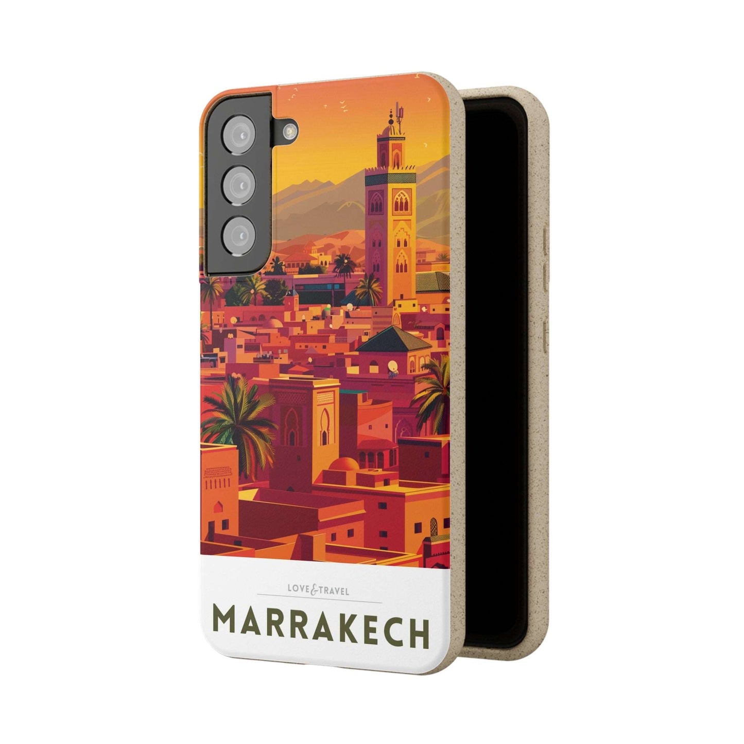 Eco-friendly Marrakech-themed phone case made from bamboo fiber