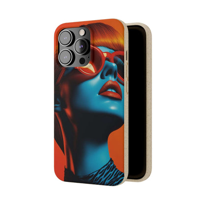 Kilkenny Modern Global Portrait phone case with a red-haired woman, biodegradable, zero-waste, and wireless charging compatible