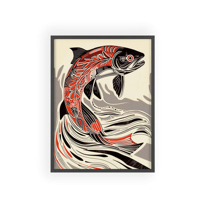 This original wall art, featuring a stunning portrayal of the salmon, injects your modern home decor with a touch of the extraordinary