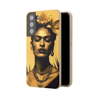 Biodegradable phone case with Frida Kahlo-inspired artwork in Coyoacan.