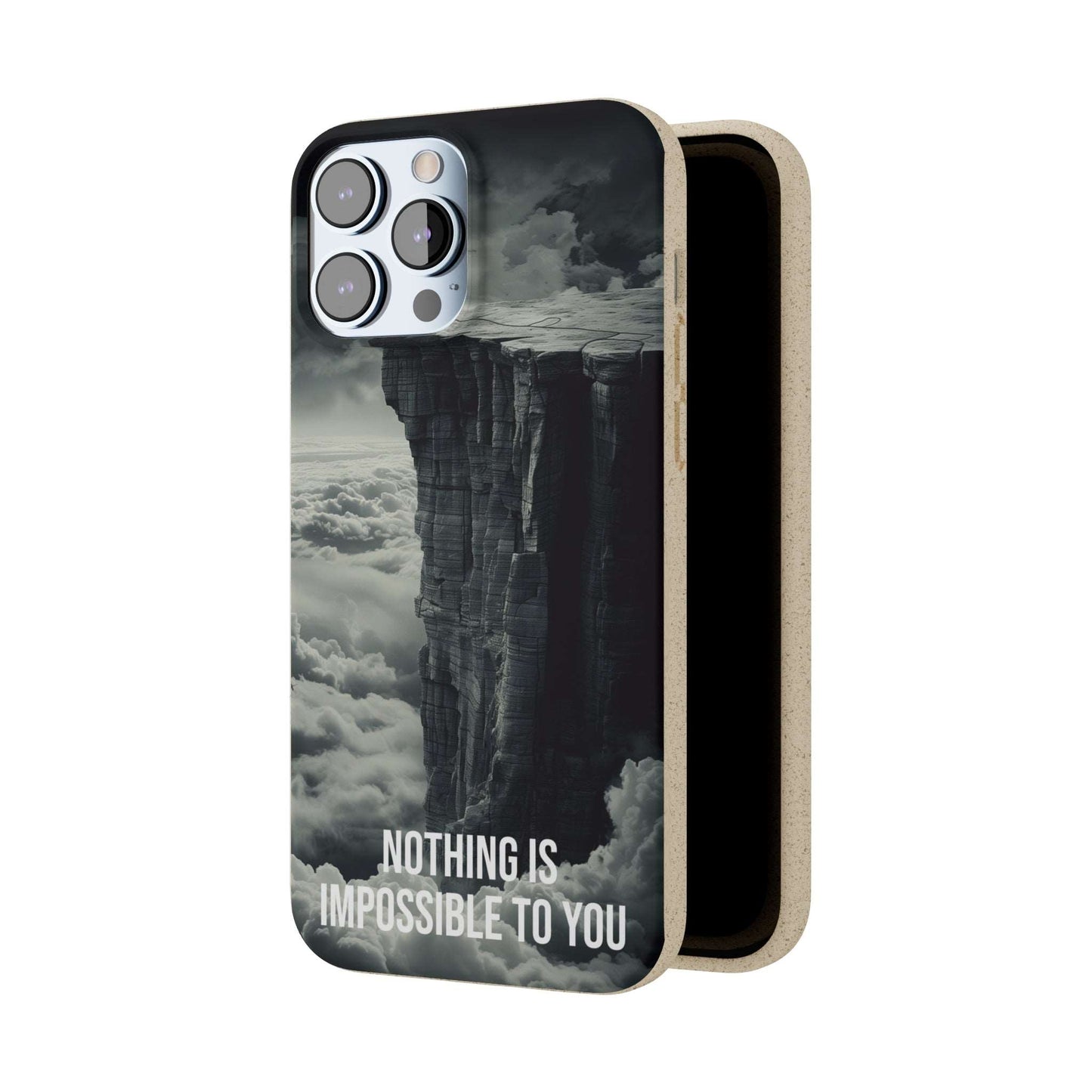 Eco-friendly motivational phone case with "Nothing is Impossible to You" quote