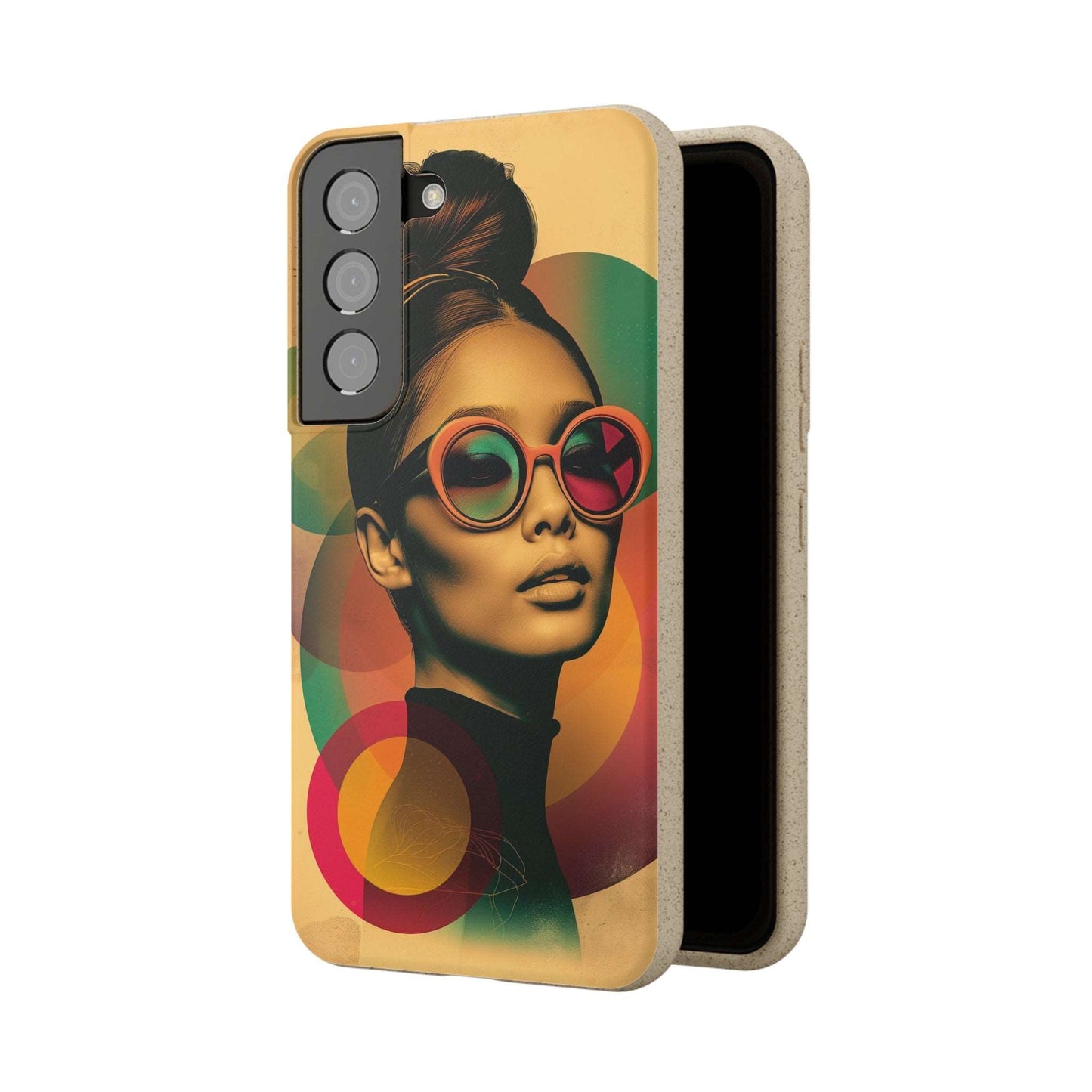 Eco-friendly Beijing-themed phone case with a retro portrait design and biodegradable materials, compatible with iPhone and Samsung.