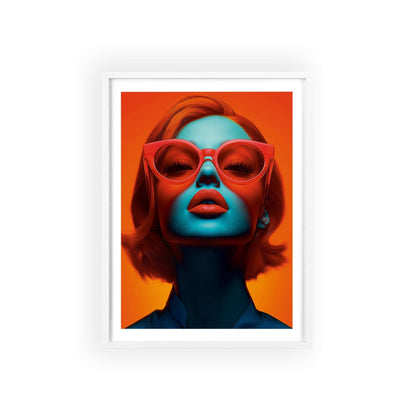  Colorful pop art portrait of a glamorous ginger-haired young woman, inspired by Paris' timeless elegance